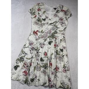 Ann Taylor Size 6 Floral Lace Eyelet Fit & Flared Dress Cottagecore Garden Party